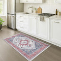 Fame Rugs Turkish Rug. Washable Vintage Oriental Antique Inspired Traditional Doormat Small Modern Area Rugs Luxury Entryway Entry Bedroom Bathroom Kitchen (402RN, 2'5 x 6'9)