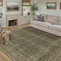 6x9 Area Rug for Living Room Green Brown Vintage Washable Bedroom Carpet Traditional Distressed Soft Non Slip Indoor Large Accent Rug Retro Thin Low Pile Floor Cover for Dining Room Playroom