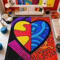 Abstract Rugs for Bedroom - Colorful Pop Art Area Rug 5x8, Hippie Aesthetic Funky High Traffic Anti Slip Carpets Home Decor #C125