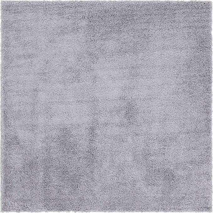Unique Loom Davos Shag Collection Area Rug - Solid (7' 10" Square, Sterling)