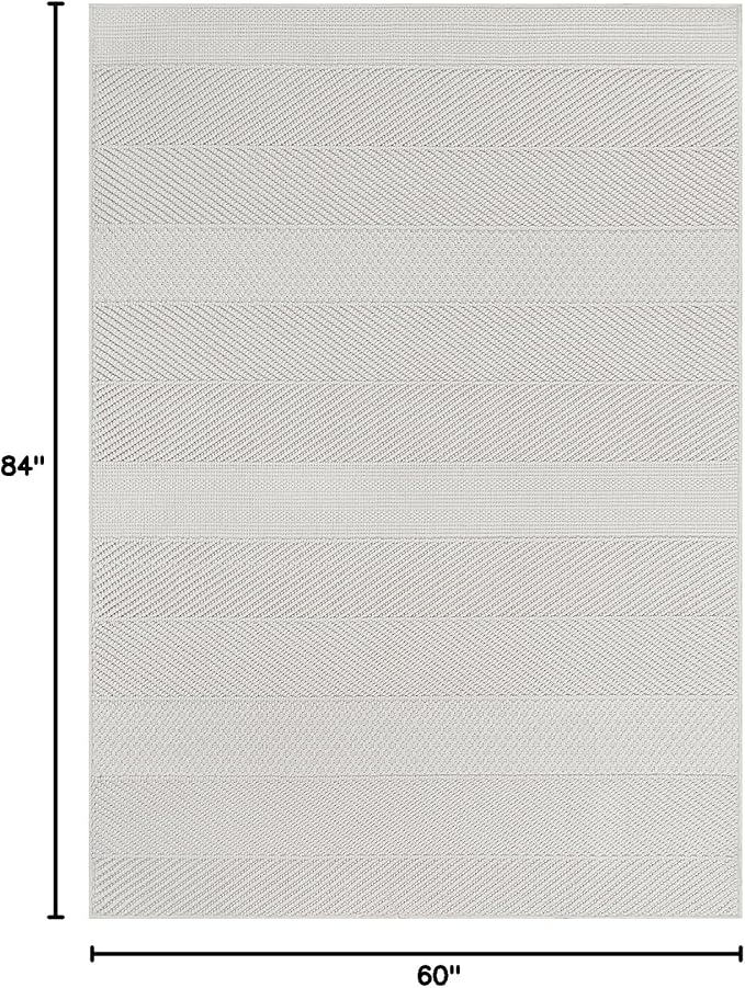 Beverly Rug Micro Loop Area Rug White 5x7 Modern Luxury Soft Boho Geometric Durable Indoor Area Rugs for Living Dining Room Office Stain Resistant Non Shedding Casual Indoor Carpet White 5 x 7