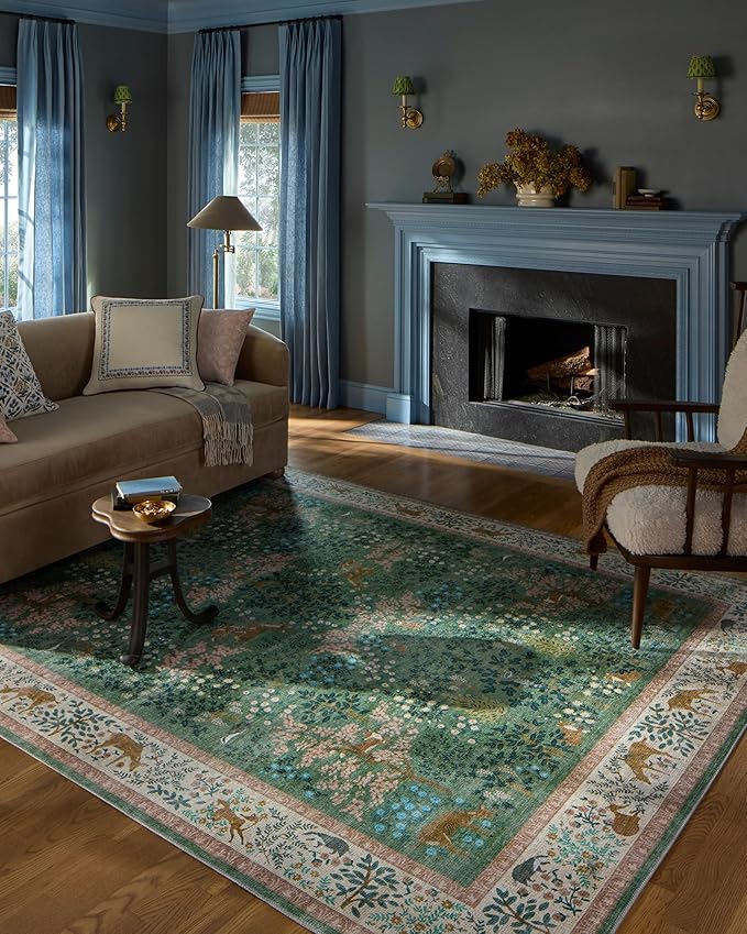 Loloi Rifle Paper Co. Canopy Collection CNP-02 Sage/Blush 7'-6" x 9'-6" Area Rug