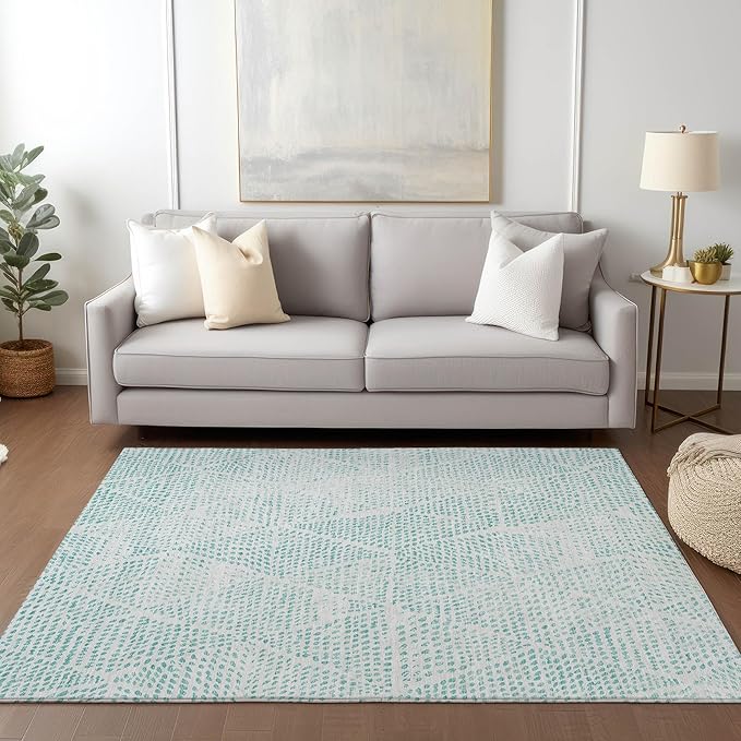 Addison Rugs Chantille ACN591 Aqua 3' x 5' Indoor Outdoor Area Rug, Easy Clean, Machine Washable, Non Shedding, Bedroom, Living Room, Dining Room, Kitchen, Patio Rug