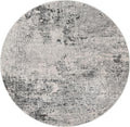 Rugs.com Leipzig Collection Rug – 5 Ft Round Gray Low-Pile Rug Perfect for Kitchens, Dining Rooms