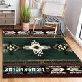 YHSF South West Native American Area Rug C318 - Easy Clean, Thick, Soft, Durable Native Tribal American Indian Inspired Rug for Bedroom/Living Room and More - Hunter Green, 3 ft 10 in x 5 ft 2 in