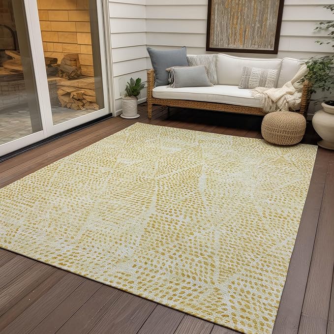 Addison Rugs Chantille ACN591 Wheat 8' x 10' Indoor Outdoor Area Rug, Easy Clean, Machine Washable, Non Shedding, Bedroom, Living Room, Dining Room, Kitchen, Patio Rug
