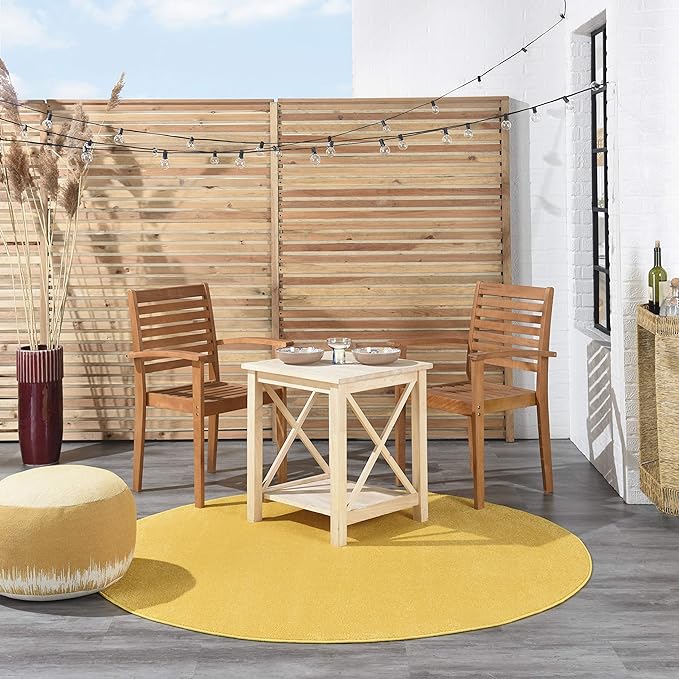 Nourison Home Nourison Essentials Yellow 6' x Round Area Rug - Easy Clean, Non Shedding, Bed Room, Living Room, Dining Room, Kitchen (6' x Round)