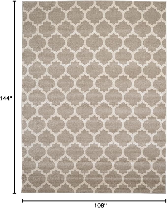 Rugs.com Lattice Collection Rug – 9' x 12' Light Brown Medium Rug Perfect for Living Rooms, Large Dining Rooms, Open Floorplans