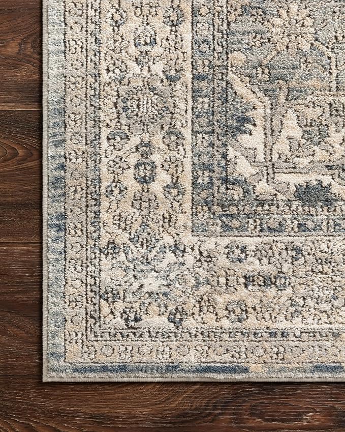 Loloi Teagan Collection TEA-04 Sky/Natural 2'-8" x 10'-6" Runner Rug, Large, Soft Neutral Rug, High-Traffic for Living Room, Bedroom, Home Office, Dining Area