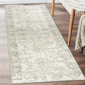 ReaLife Rugs Machine Washable Area Rug Runner - Living Room Bedroom Bathroom Kitchen Entryway Office - Padded Low Pile Stain Resistant Premium - Boho Farmhouse Vintage - Lyle - Beige Ivory 2'6" x 8'