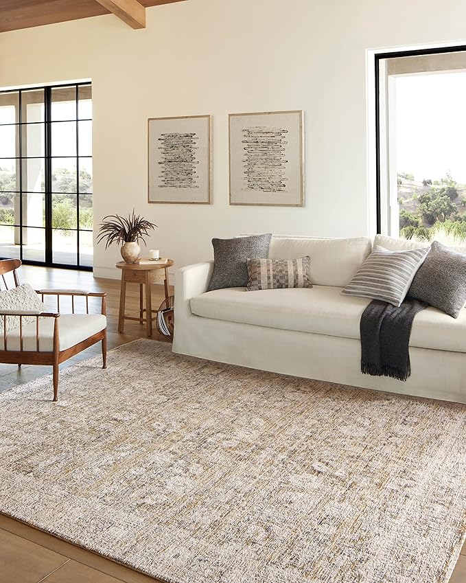 Loloi Amber Lewis Alie Collection ALE-05 Gold/Beige 7'-10'' x 10', .13'' Pile Height, Area Rug