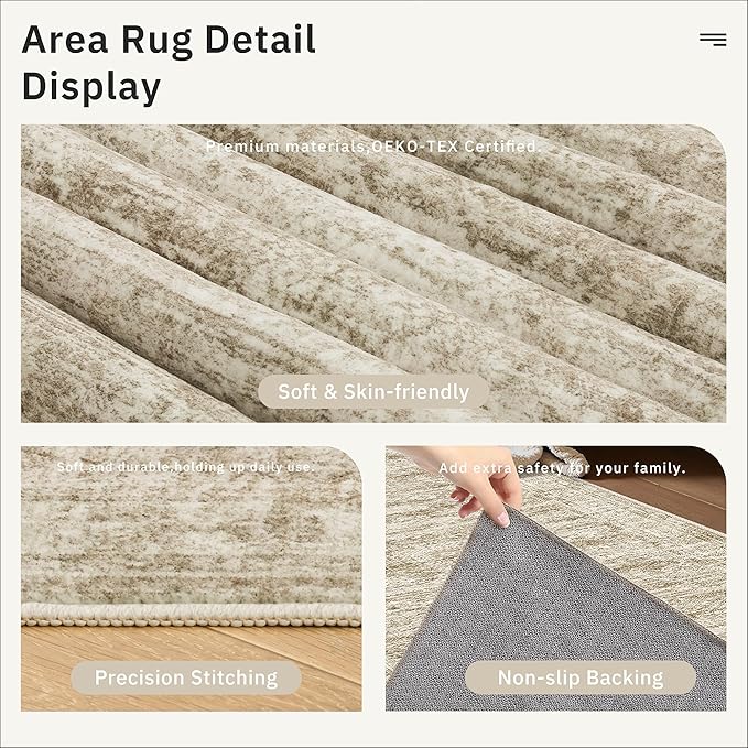 Runner Rug 2'6" x 10' Washable Non-Slip Runner Rugs for Kitchen Bathroom Laundry Room Vintage Ultra Thin Runners for Hallway Entryway Brown