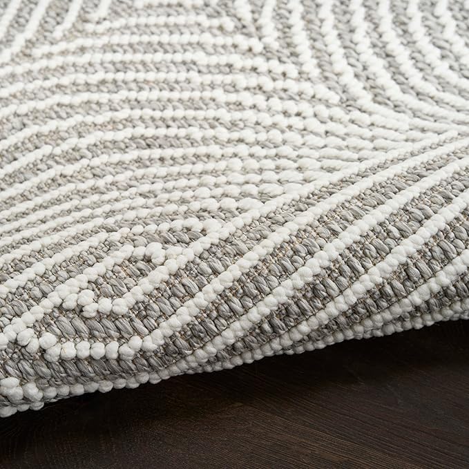 Nourison Home Textured Home Grey Ivory 5'3" x 7' Area Rug - Easy Clean, Non Shedding, Bed Room, Living Room, Dining Room, Kitchen (5' x 7')