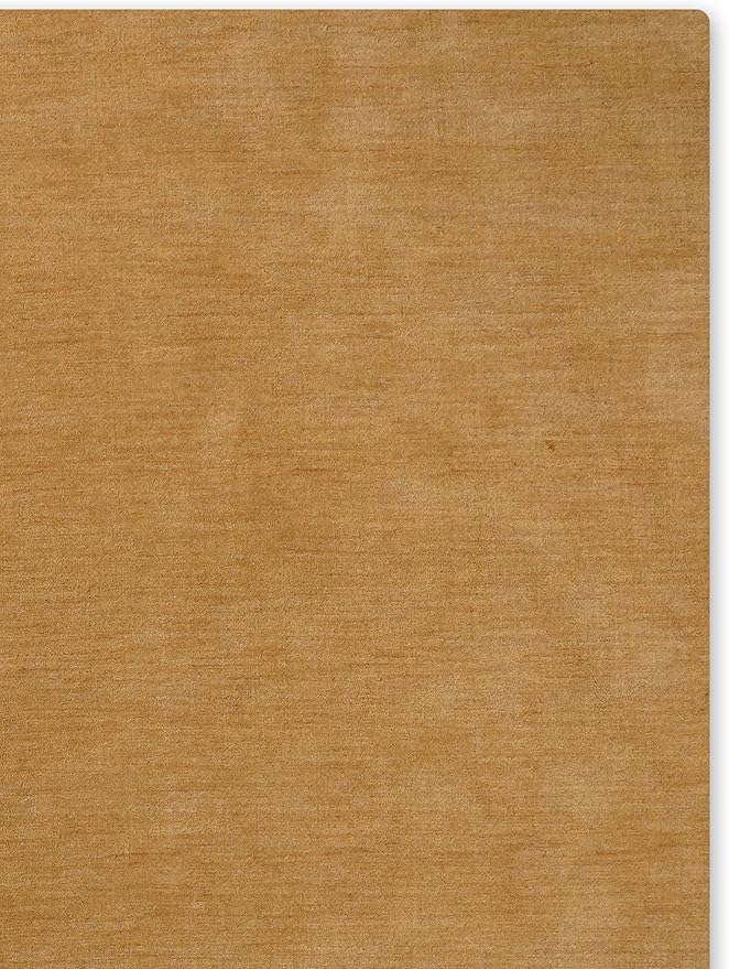 Hand Knotted Loom Wool ECO-Friendly Area Rugs - 3'x5', Rectangle, Gold Color, Solid Plain Design, High Pile Thick Handmade Anti Skid Area Rugs for Living Room, Bed Room (L00111)
