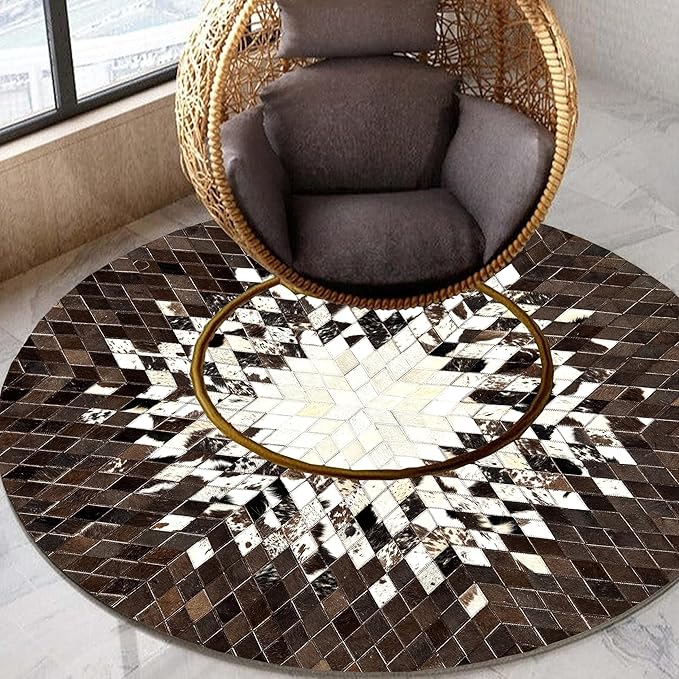 Round Area Rug – Soft and Durable Floor Mat for Living Room, Bedroom, or Entryway – Non-Slip Modern Carpet for Home Decor & Interior Styling(White 5X5)