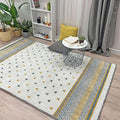 Alfa Rich 5x8 Gold Gray Off White Washable Area Rugs for Living Room Bedroom Kitchen Decor Cotton
