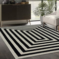 Abani Contemporary Black & Ivory 4' x 6' Area Rug, Contrasting Geometric Modern Stripe Symmetrical Living Room Carpet Rugs