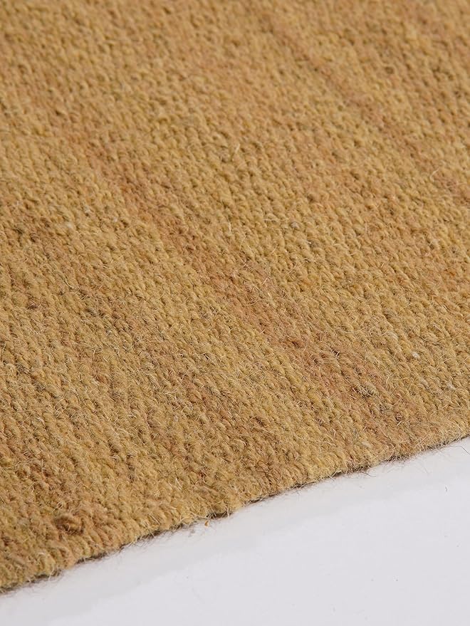 Rugsotic Carpets Hand Woven Flat Weave Kilim Wool ECO-Friendly Area Rugs - 10'x13', Rectangle Shape, Gold Color, Solid Plain Design, Low Pile Handmade Rugs for Living Room, Bed Room (D00111)