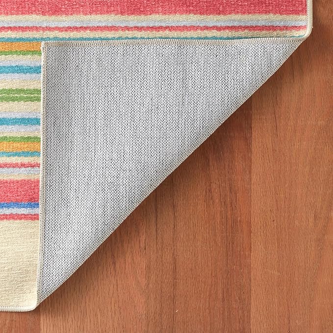 Dash & Albert Cady Stripe Multi Machine Washable Rug, 3 X 5 Feet, Multicolored Stripe Pattern - Premium Luxury Hotel Quality Soft Breathable Hypoallergenic Machine Washable Easy Care All Season