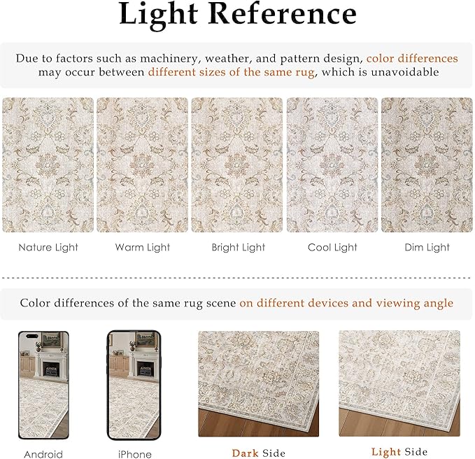 HUGEAR 2x8 Machine Washable Hallway Runner Rugs Vintage Grey - Neutral Non Slip Stain Resistant Low Pile Aesthetic Throw Carpet Kids & Pet Friendly for Bedroom Kitchen Entryway