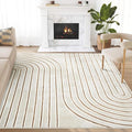 Abani Glam Collection Area Rug - Beige/Cream Modern Abstract Design - 5' x 7' - for Living Room, Bedroom & Office