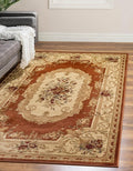 Rugs.com Chateau Collection Rug – 4' x 6' Brick Red Medium Rug Perfect for Entryways, Kitchens, Breakfast Nooks, Accent Pieces