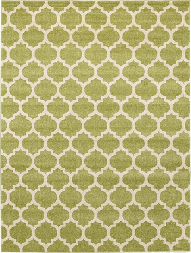 Rugs.com Lattice Collection Rug – 9' x 12' Light Green Medium Rug Perfect for Living Rooms, Large Dining Rooms, Open Floorplans