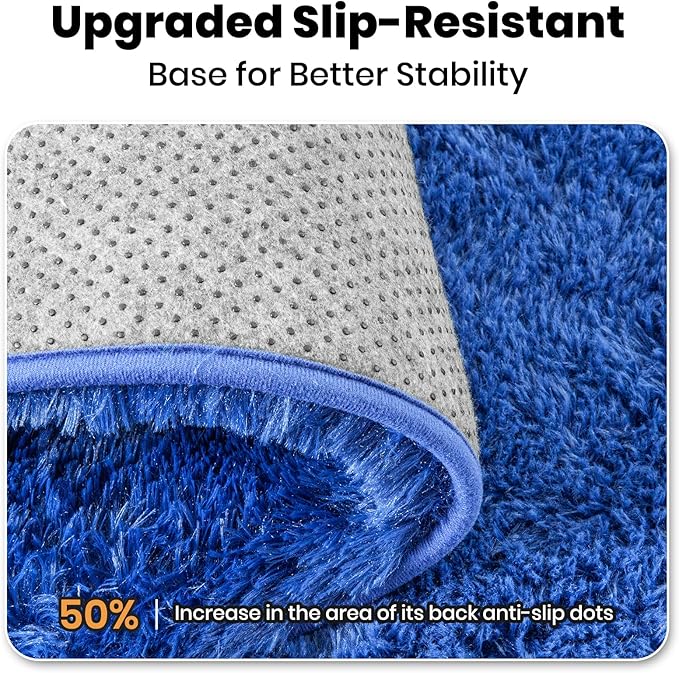 Zentavio Navy Blue Area Rugs for Living Room Boys Rugs for Bedroom 8x10 Large Shag Washable Carpet Soft Furry Fluffy Aesthetic Kids Playroom Rugs for Teen Home Decor