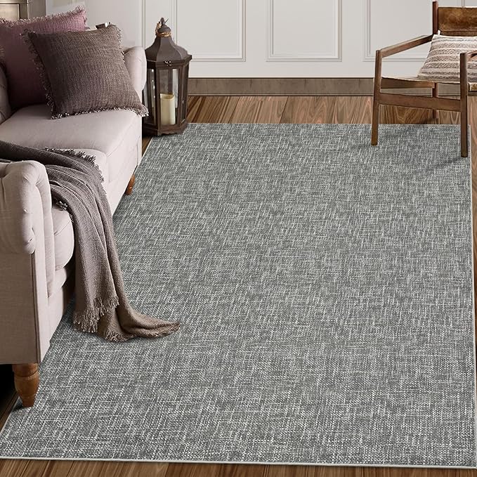 RUGSREAL 6x9 Large Bedroom Area Rug Soft Modern Area Rug for Living Room Non-Slip Stain Resistant Abstract Throw Floor Carpet Contemporary Rug Solid Color Accent Rug for Dining Room Office, Grey