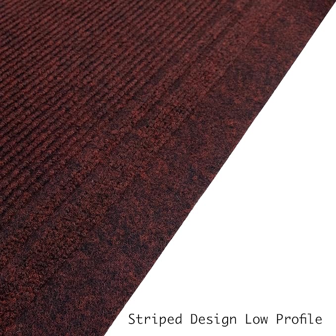 English Home Custom Size Anti Slip Burgundy Design Light Weight Durable TPR Backing Thin Pile Runner Rug (26" x 8')