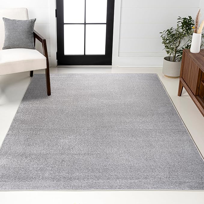 JONATHAN Y Haze Solid Low-Pile Light Gray Indoor Area Rug 10x14, Coastal,Bohemian,Minimalist,Classic, Easy-Cleaning for Living Room,Bedroom,Kitchen,Pet Friendly,Non-Shedding (SEU100K-14)