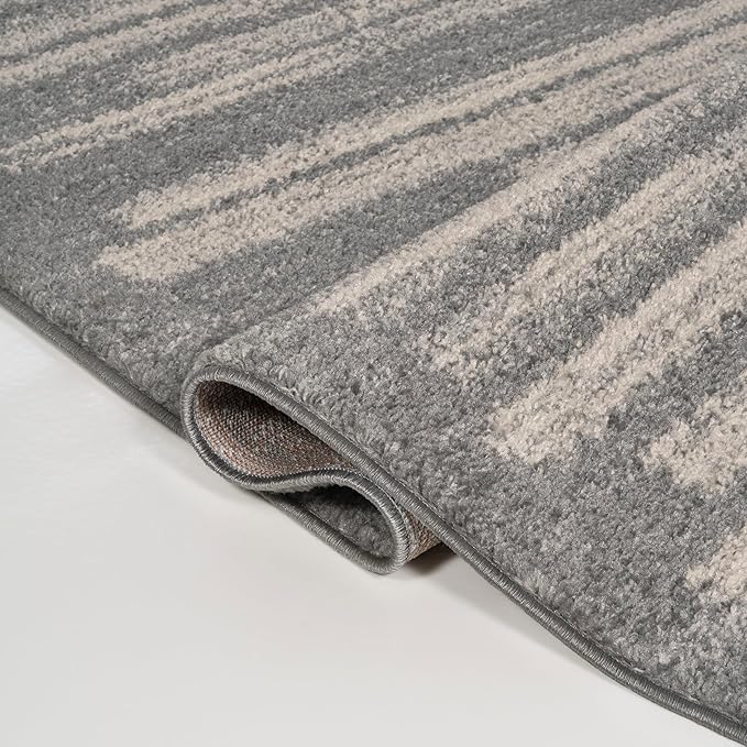 JONATHAN Y Khalil Modern Berber Stripe Gray/Cream Indoor Area Rug, 5x8, Contemporary, Bohemian, Easy-Cleaning for Living Room, Bedroom, Kitchen, Pet Friendly, Non-Shedding (MOH207G-5)