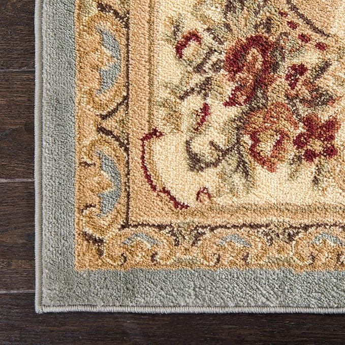 Rugs.com Chateau Collection Rug – 6 Ft Square Light Blue Medium Rug Perfect for Living Rooms, Kitchens, Entryways