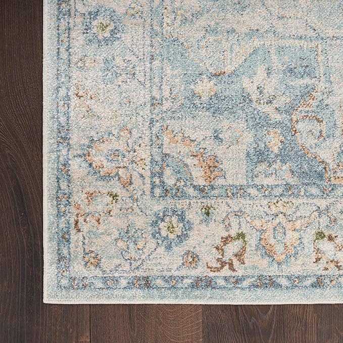 Nourison Home Astra Machine Washable Light Blue 6'7" x 9' Area Rug - Easy Clean, Non Shedding, Bed Room, Living Room, Dining Room, Kitchen (7' x 9')