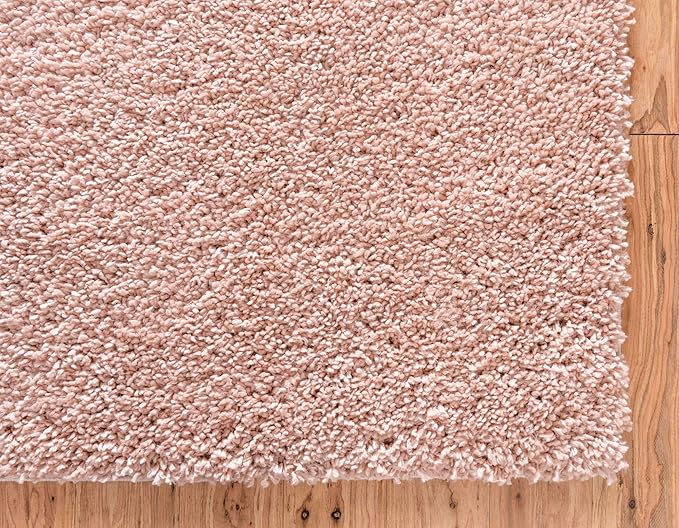 Unique Loom Davos Shag Collection Area Rug - Solid (2' 7" x 13' 1" Runner, Dusty Rose)