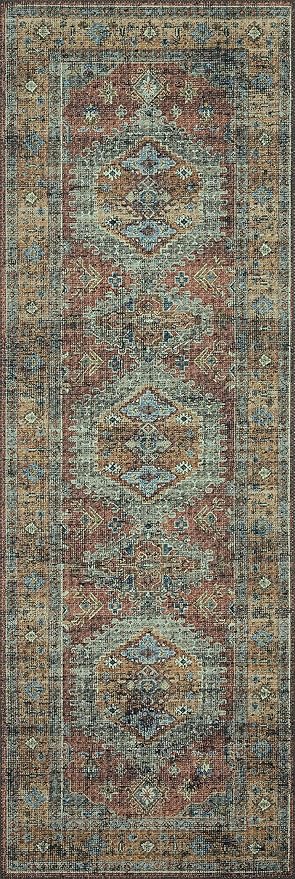 Loloi Skye Collection SKY-07 Terracotta/Sky 8'-0" x 8'-0" Round Area Rug