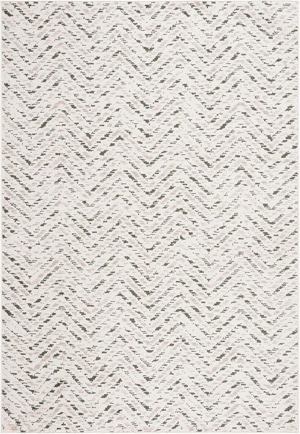 SAFAVIEH Adirondack Collection Area Rug - 3' x 5', Ivory & Dark Green, Chevron Design, Non-Shedding & Easy Care, Ideal for High Traffic Areas in Living Room, Bedroom, Dining (ADR104X-3)