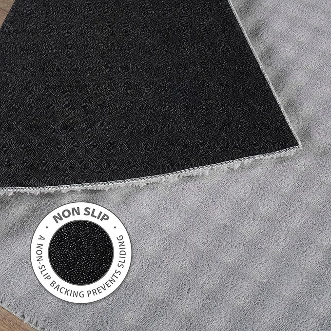 CAMILSON Modern Gray Non Slip Rug 4x6 Ultra Soft High Pile Area Rugs Non Skid Rubber Backing Durable & Easy to Clean Carpet for Living Room Bedroom Kids Room Indoor Use (4 x 6 Gray)