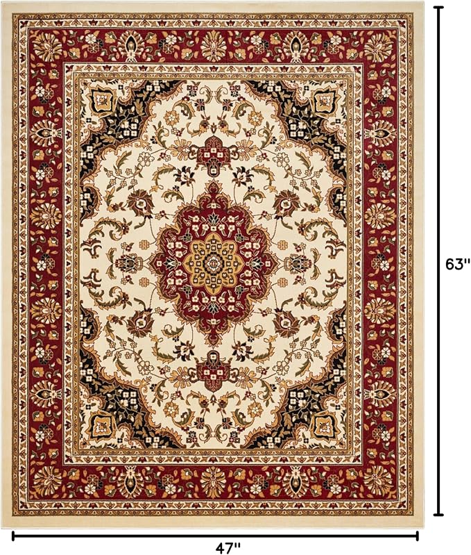 Well Woven Barclay Collection Medallion Kashan Ivory 4x5 Area Rug - for Entryways, Small Bedrooms, Living Rooms