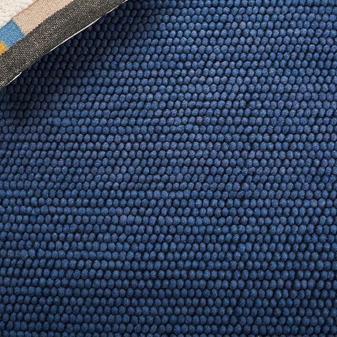 SAFAVIEH Natura Collection Runner Rug - 2'3" x 10', Navy & Blue, Handmade Wool Blend, Textured Design, Ideal for Hallway, Bedroom, Foyer (NAT620M)