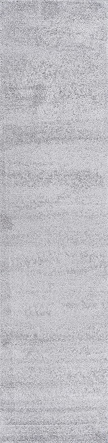 Eyely UES100K-210 Supersoft Haze Solid Low-Pile Indoor Runner Rug Casual;Contemporary;Solid;Traditional, Bedroom, Kitchen, Living Room, Easy-Cleaning, Non-Shedding, 2 X 10, Light Gray