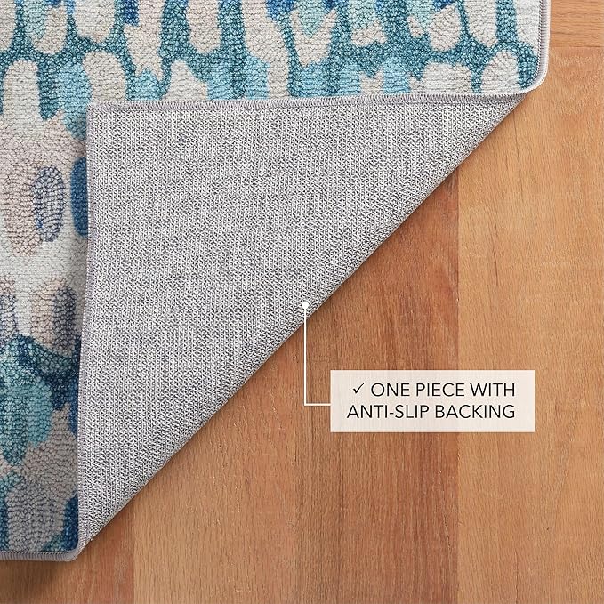 Dash and Albert Paint Chip Machine Washable Area Rug - 5' x 8' Blue - Geometric Accent Rug - Anti-Slip Backing, Lightweight, Machine Washable, High Traffic Areas Kitchen, Mudroom, Laundry Room