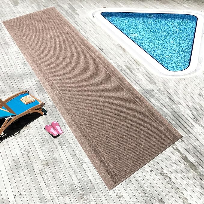 English Home Custom Size Anti Slip Striped Design Light Weight Durable TPR Backing Thin Pile Runner Rug (26" x 5')