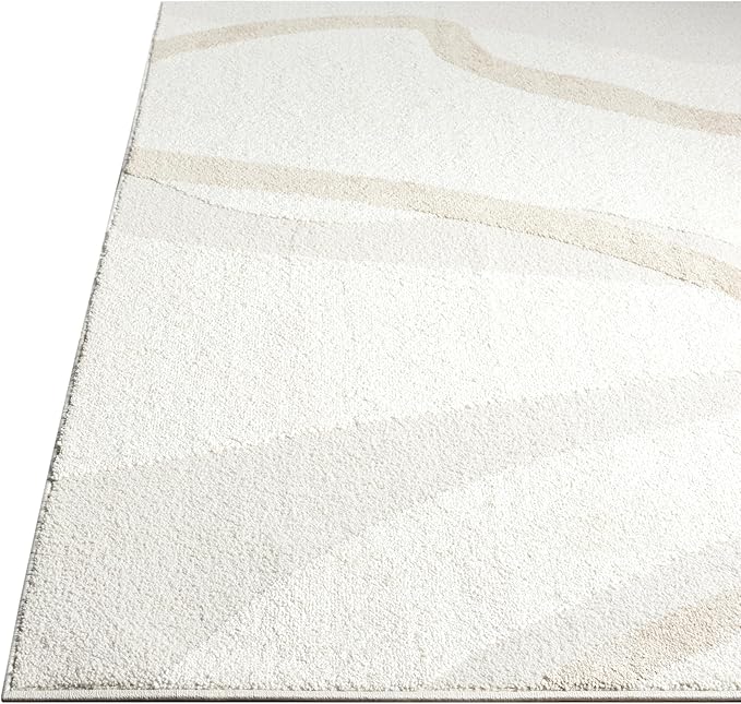 Abani Nomad Cream & Beige Area Rug 9' x 12' for Living Room, Bedroom - Chic Abstract Pattern - Durable & Easy to Clean