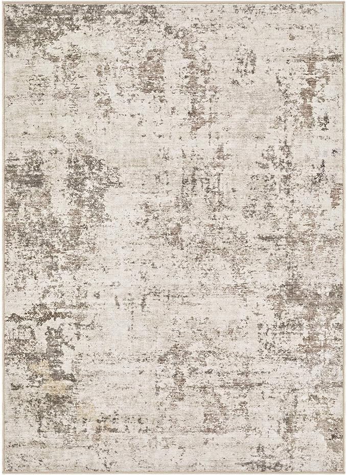 4x6 Area Rug Living Room Rugs - Washable Neutral Modern Abstract Soft Thin Rug Indoor Floor No Slip Rug Carpet for Bedroom Under Dining Table Home Office Decor - Dark Brown