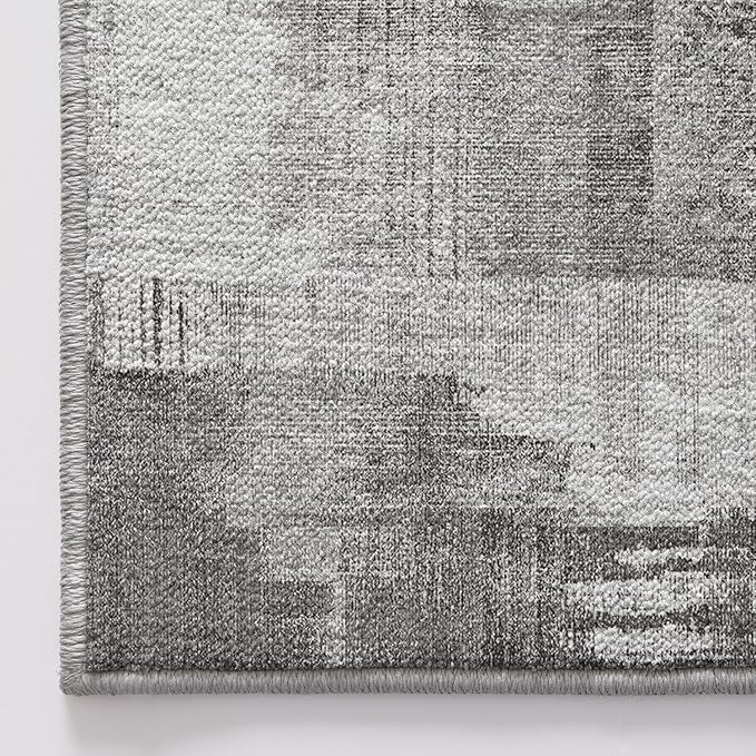 LUMI 8x10 Washable Low-Pile Area Rug for Living Room, Ultra Soft Modern Neutral Grey Rugs Non Slip with Rubber Backing, High Traffic, Stain Resistant Carpets, Ideal for Bedroom, Dining Room