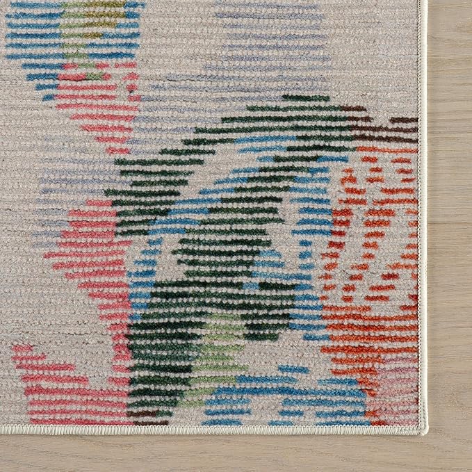 Dash & Albert Bloom Multi Machine Washable Rug, 2 X 3 Feet, Blue/Ivory Floral Pattern