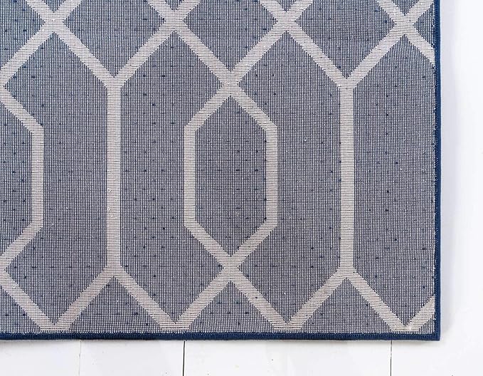 Unique Loom Marilyn Monroe Glam Collection Area Rug - Trellis (2' x 6' Runner, Navy Blue Silver/ Silver)