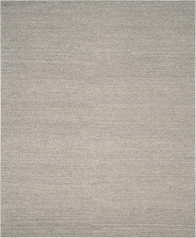 SAFAVIEH Natura Collection Area Rug - 9' x 12', Silver, Handmade Wool Blend, Textured Design, Ideal for Living Room, Bedroom, Dining Space (NAT620C)