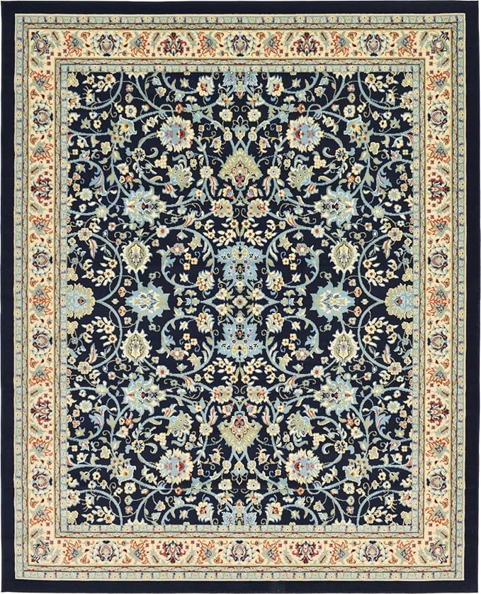 Unique Loom Sialk Hill Collection Area Rug - Washington (7' 10" x 10' Rectangle Navy Blue/Cream)